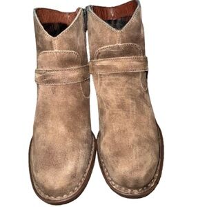 👢🤠 BORN Leather Suede Ankle Boots Distressed Tan Western Women's US Sz 8